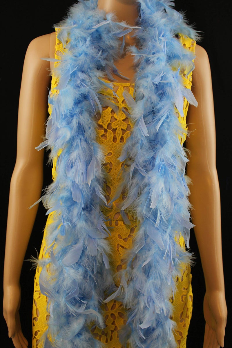 Flydreamfeathers 40 Gram 72" Long, Turkey Chandelle Feather Boa, Dancing Wedding Crafting Party Dress Up, Halloween Costume Decoration (Baby Blue) - Image 2